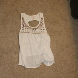 Beaded white tank top